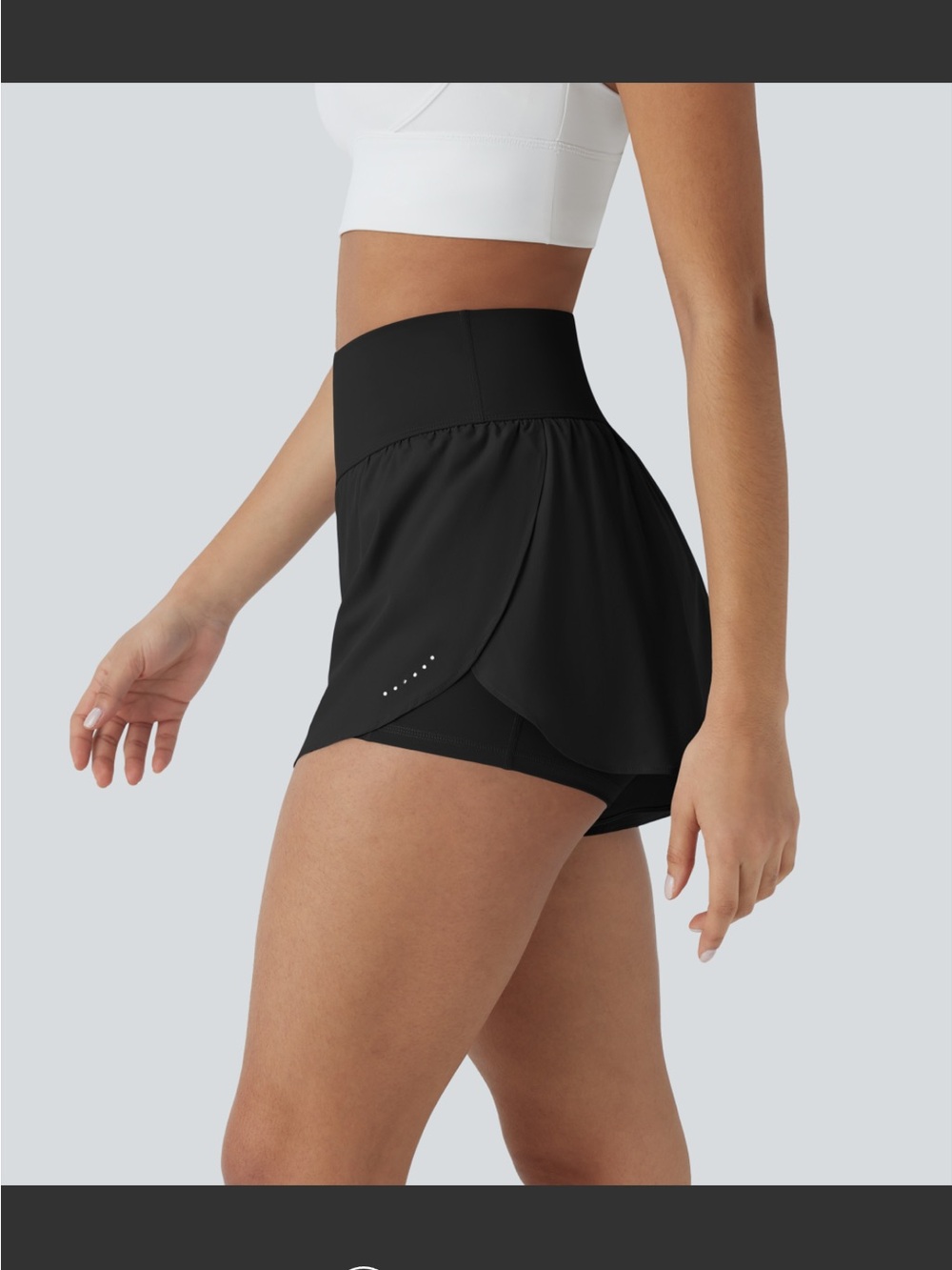 HALARA Black High-Waist Skort with Built-In Liner